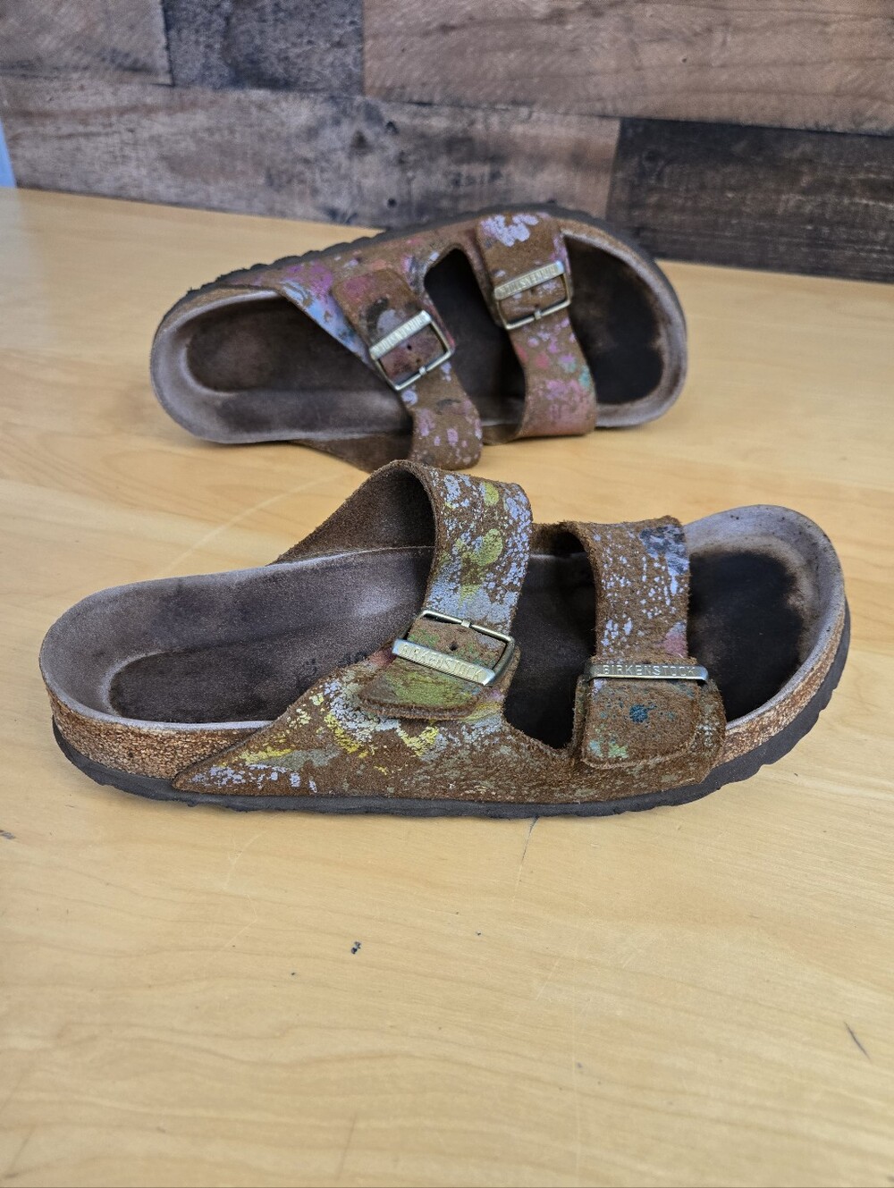 Birkenstock Arizona Flower Crush Mocha Suede Sandals Size 40 / US L 9 Narrow